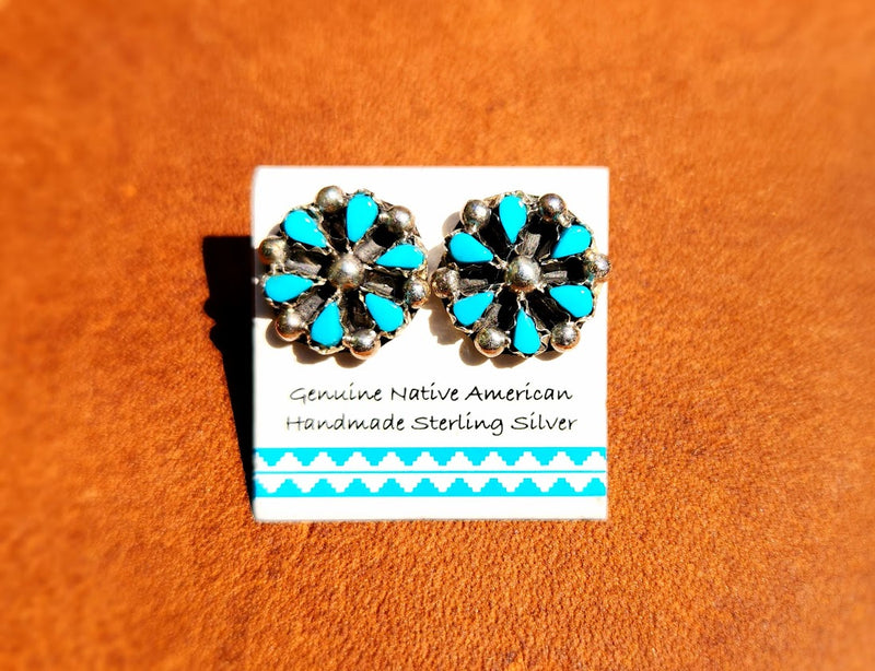 Small Turquoise and Silver Cluster Earrings