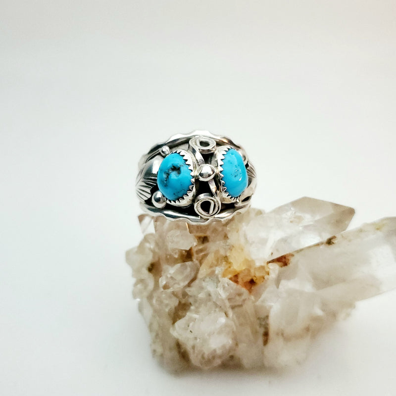 2 Medium Turquoise Stone Men's Ring