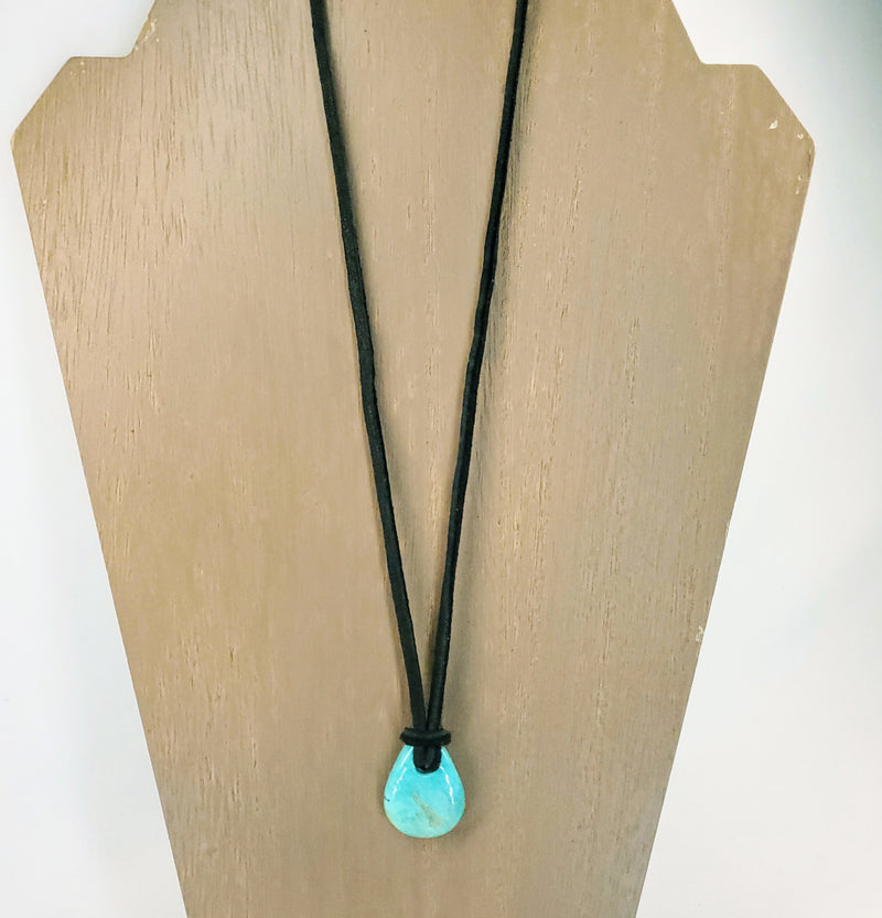 Small Turquoise Slab  with Leather Cord