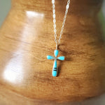 Cross  with multi-color teardrop stones. Silver Chain
