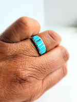 Six Stone Turquoise Channel Silver Ring