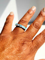 Eight Stone Opal Silver Inlay Ring