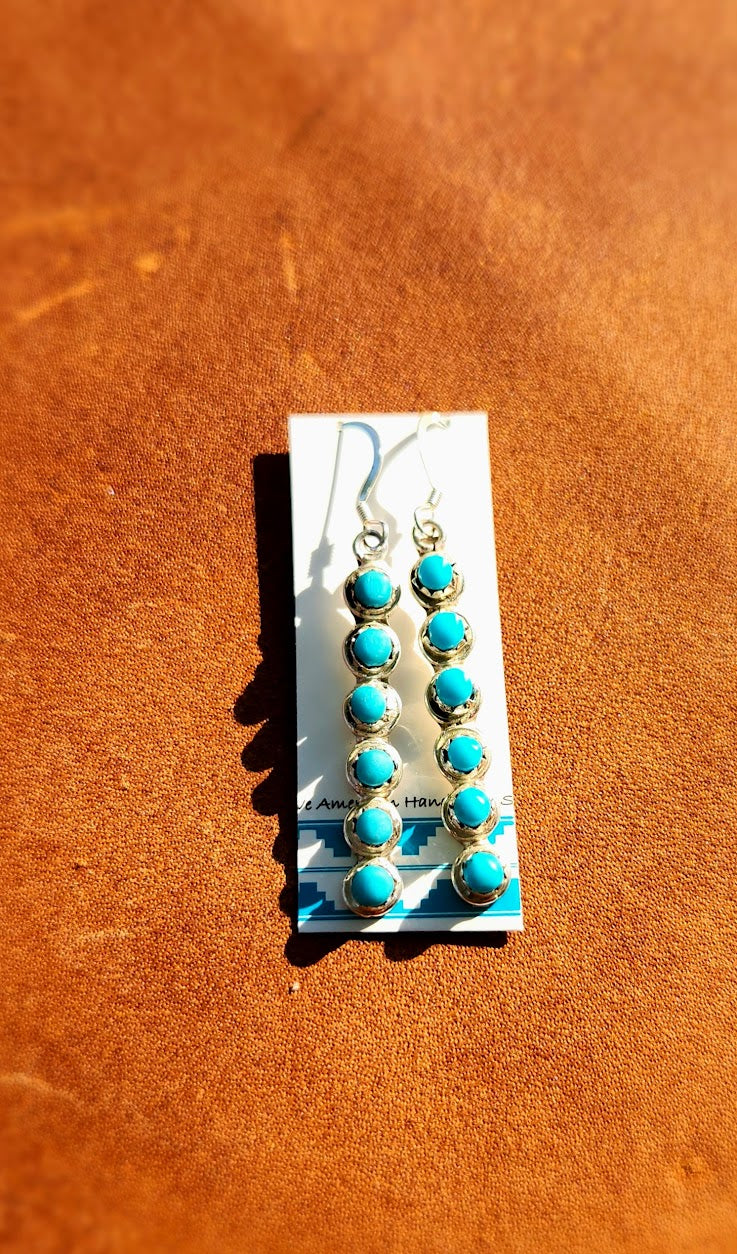 Turquoise Dandle Six stone Earrings