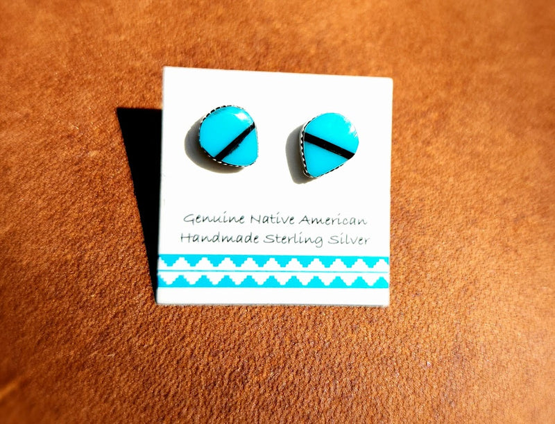 Tear shaped Turquoise with Lapis Earring