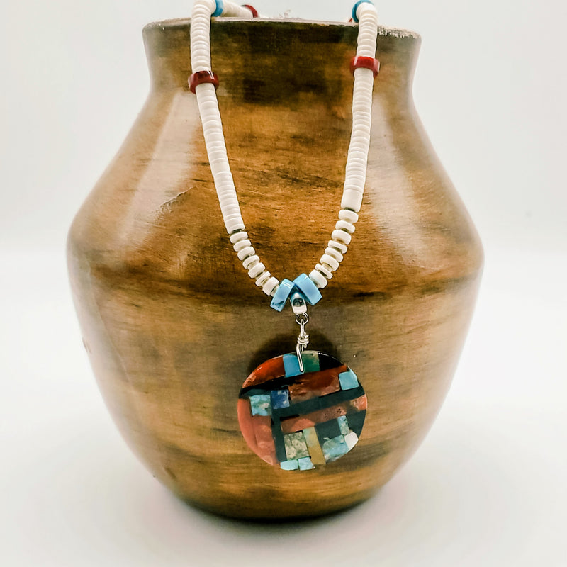 Multi-Stone pendant and shell Necklace