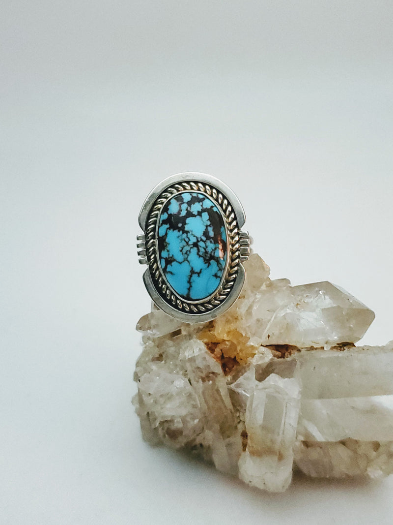 Turquoise Oval Ring With Wide  Bezel
