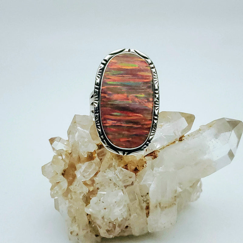 Fire Opal Large Oval Ring