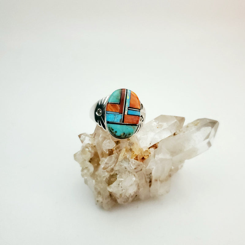 Medium Multi-Stone Opal Inlay Men's Ring