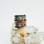 Copper Silver Stamped  Adjustable Ring