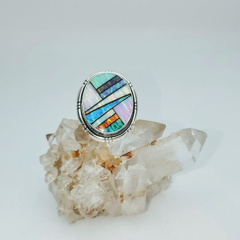 Opal Multi-color Large Oval Ring