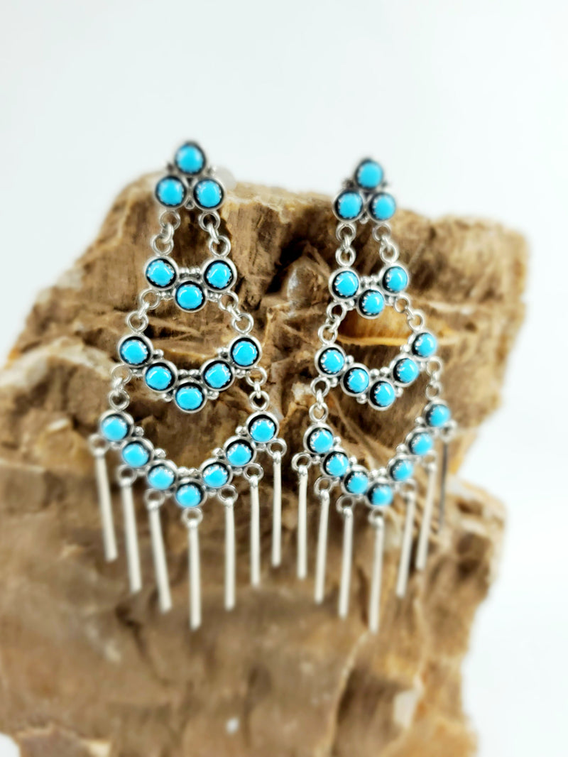 Zuni Turquoise Chandelier Post Earrings