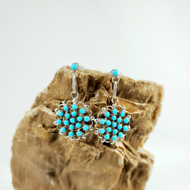 Zuni Sleeping Beauty Dot Turquoise Earrings
