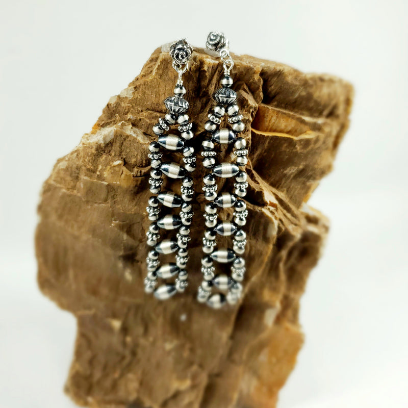 Navajo Pearl Woven Post/Dangle Earrings