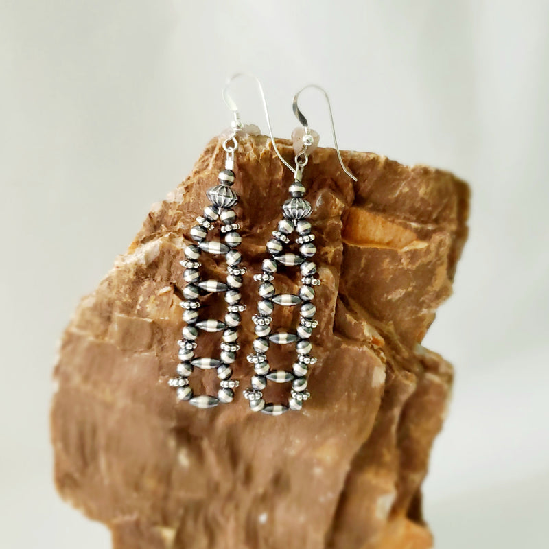 Navajo Pearl Woven Dangle Earrings