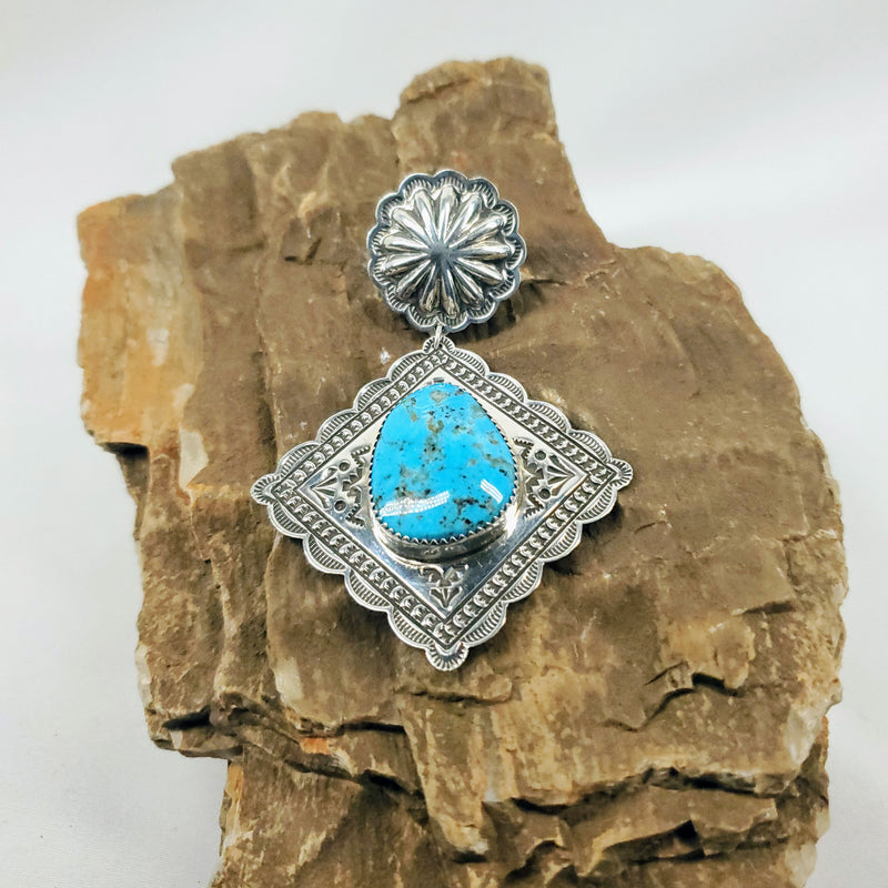 Navajo Stamped Pendant with Kingman Turquoise