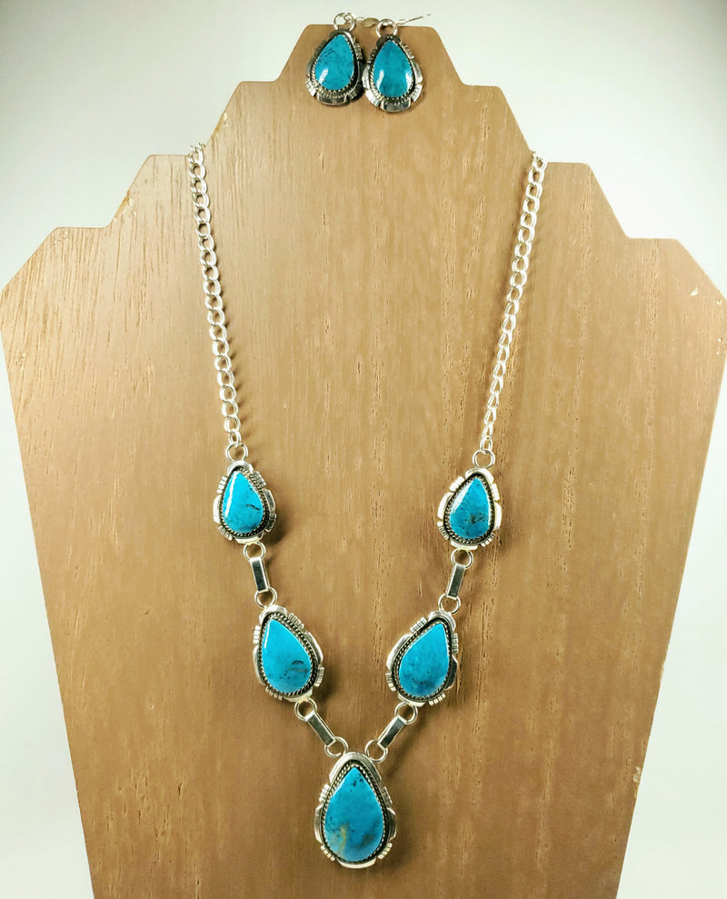 Kingman Turquoise Necklace Earring Set