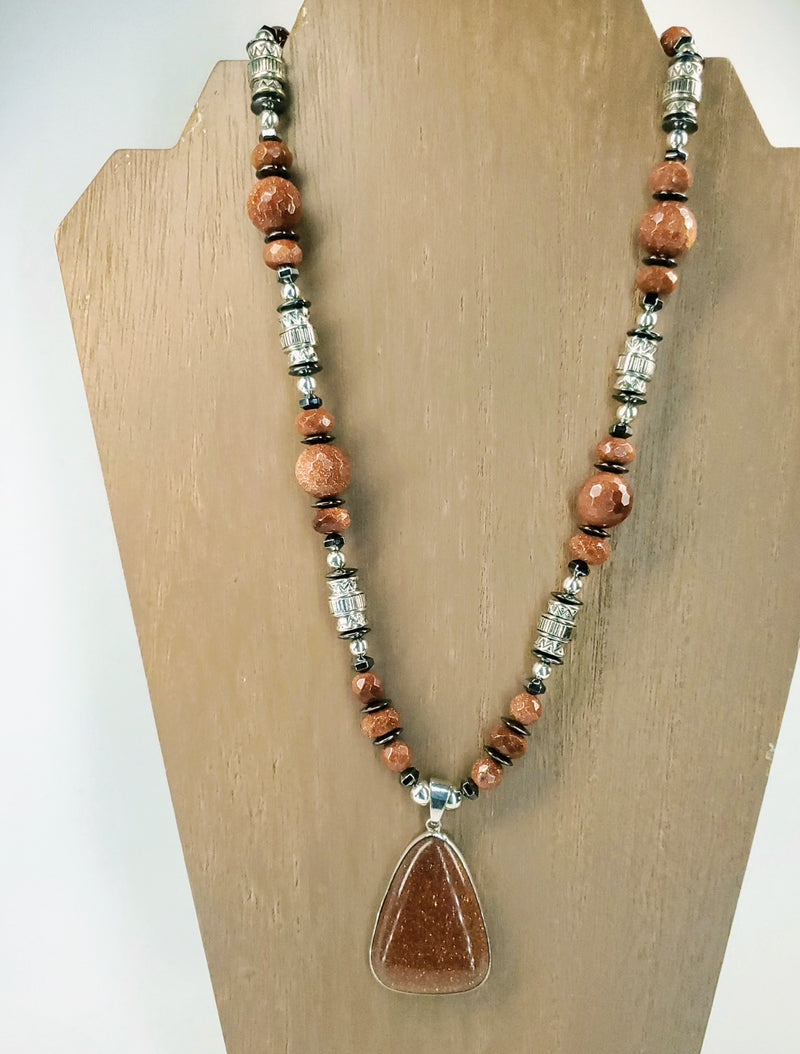 Gold Stone with Hematite Necklace