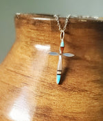 Zuni inlay Multi-Stone Inlay Cross Pendant Necklace