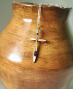 Zuni Inlay Slim Cross Pendant Necklace