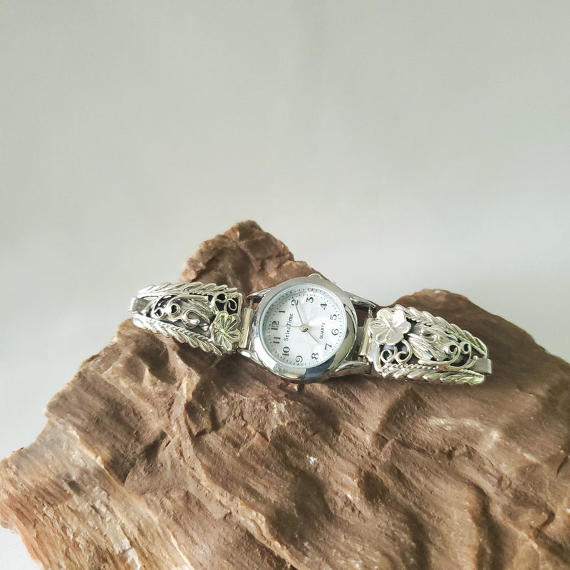 Silver Floral watchband