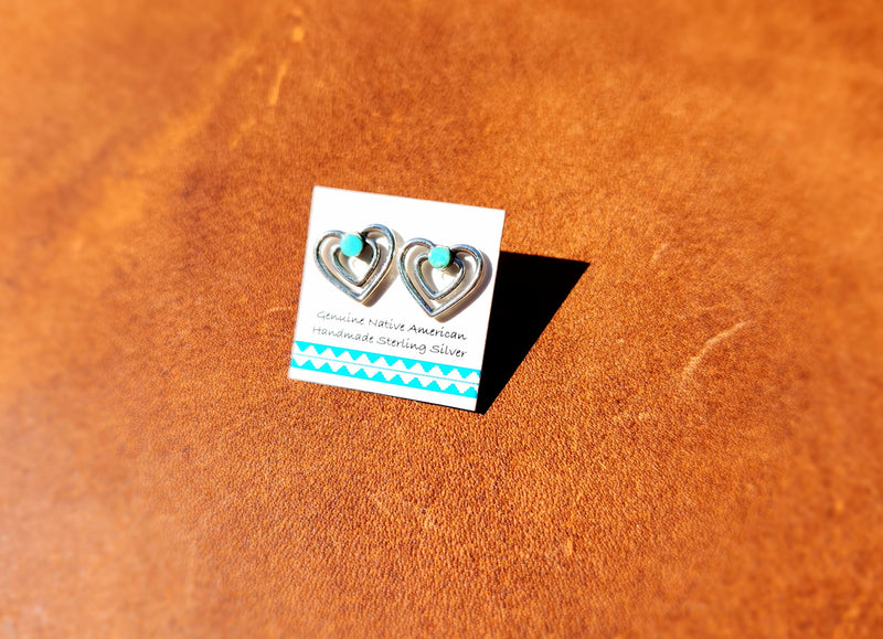 Double Heart with Turquoise Earrings