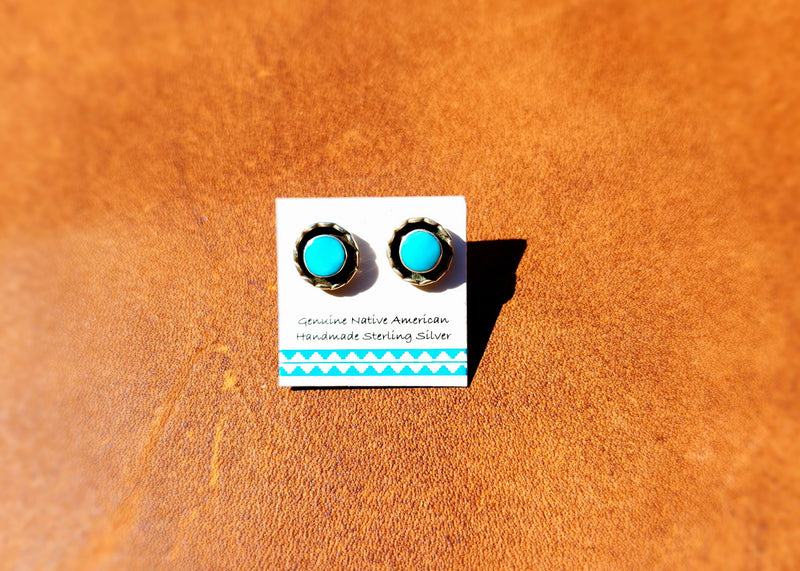 Shadow Box Bezel Turquoise Earrings