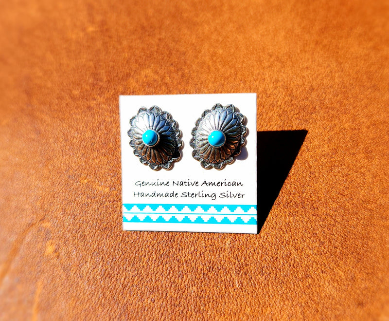 Small Concho Turquoise Earrings