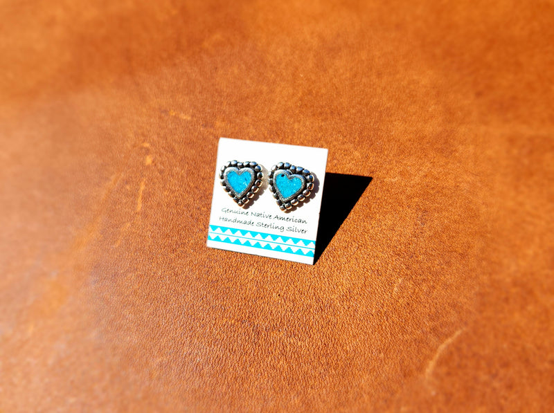 Compressed Turquoise Heart Earrings
