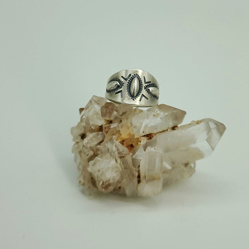 Bushed Silver with Diamond Shape in Center