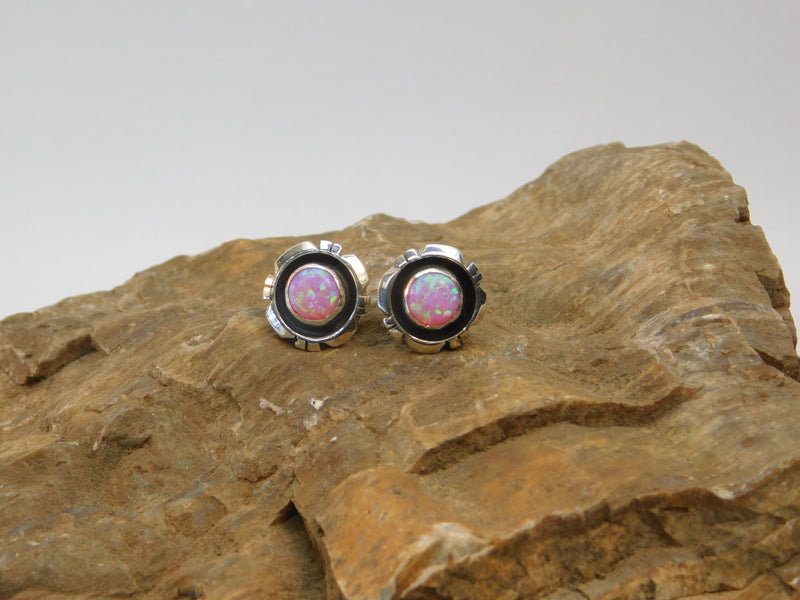 Pink opal Post Earrings