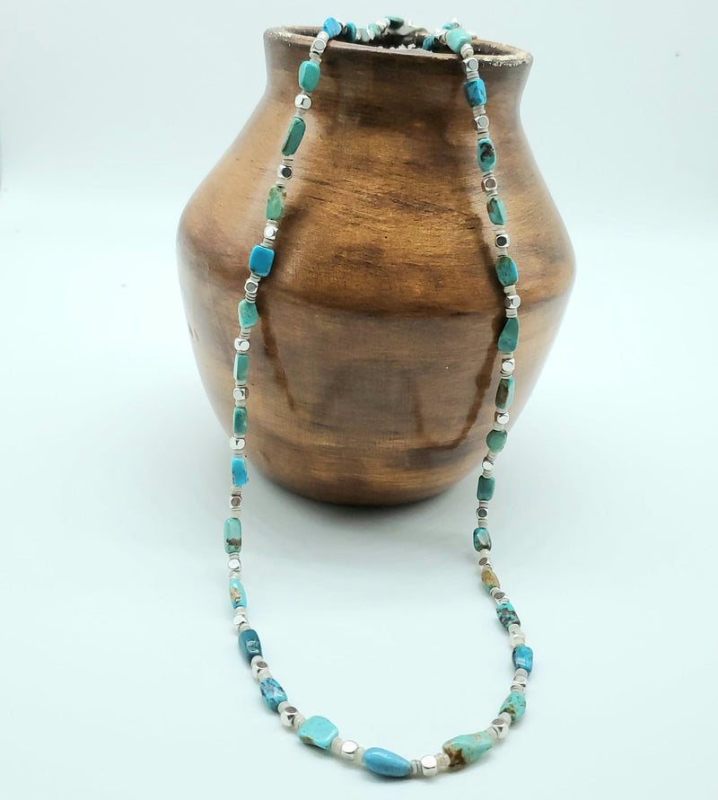 Green Turquoise and Silver Necklace