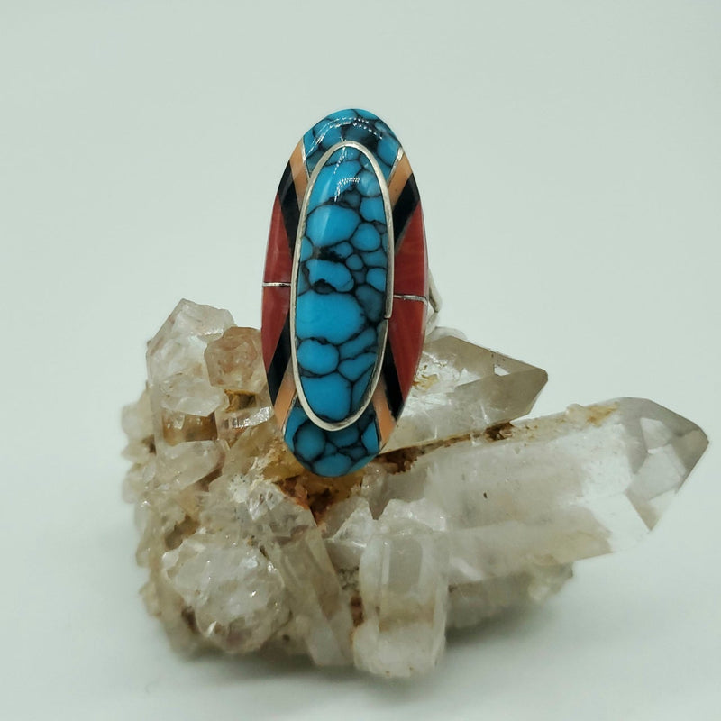 Multi-Stone Inlay oval Ring
