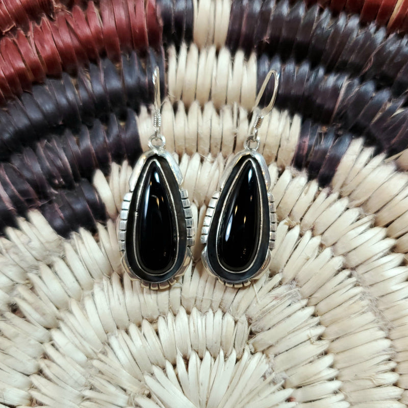 Onyx  Large Teardrop Earrings