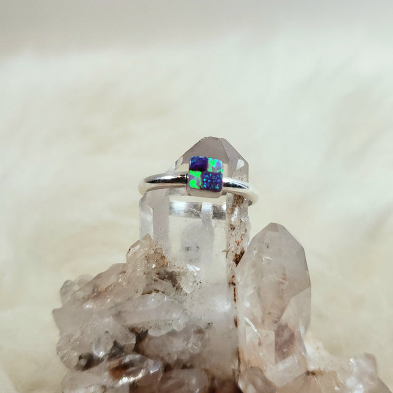 Opal Checkerboard Ring