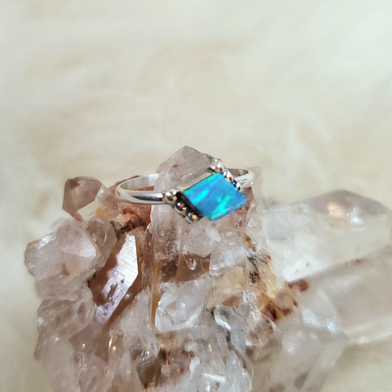 Opal Diamond Shape Ring