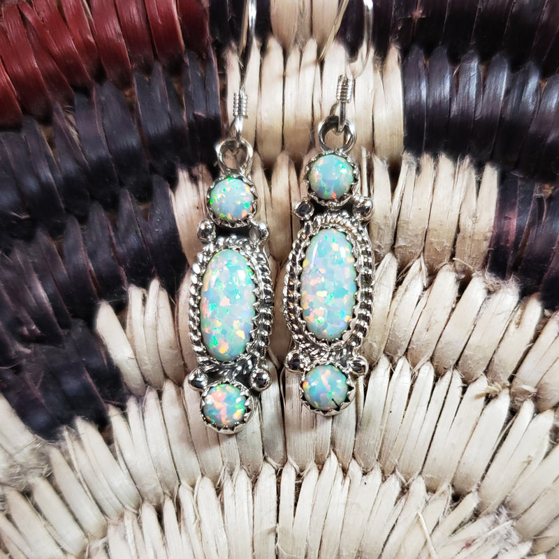 Opal Three Stone Earrings