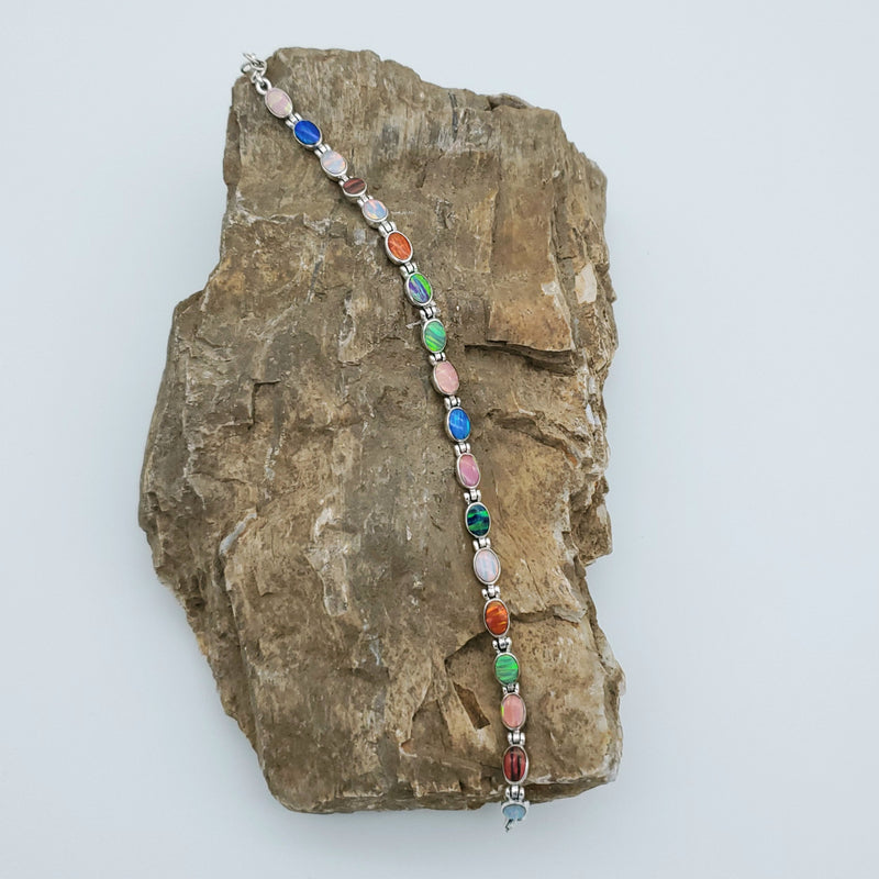 Opal multi-color link bracelet