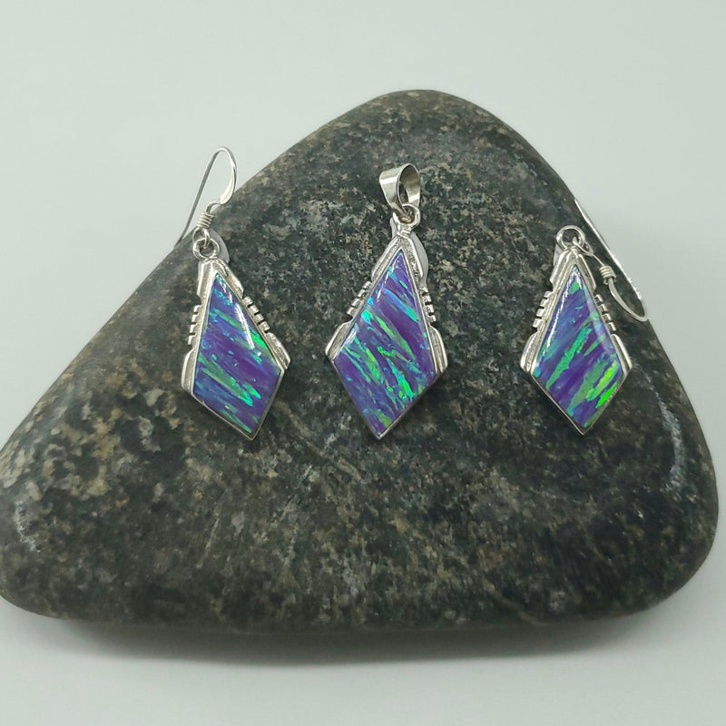 Purple Opal Pendant and Earwire Set