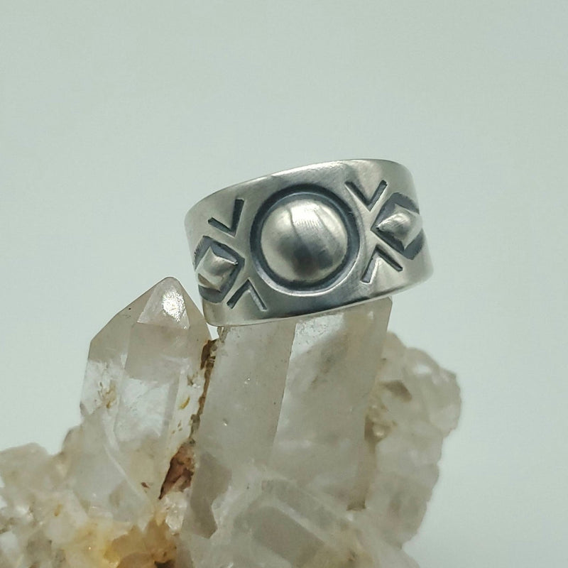 Silver Band Ring with Circle