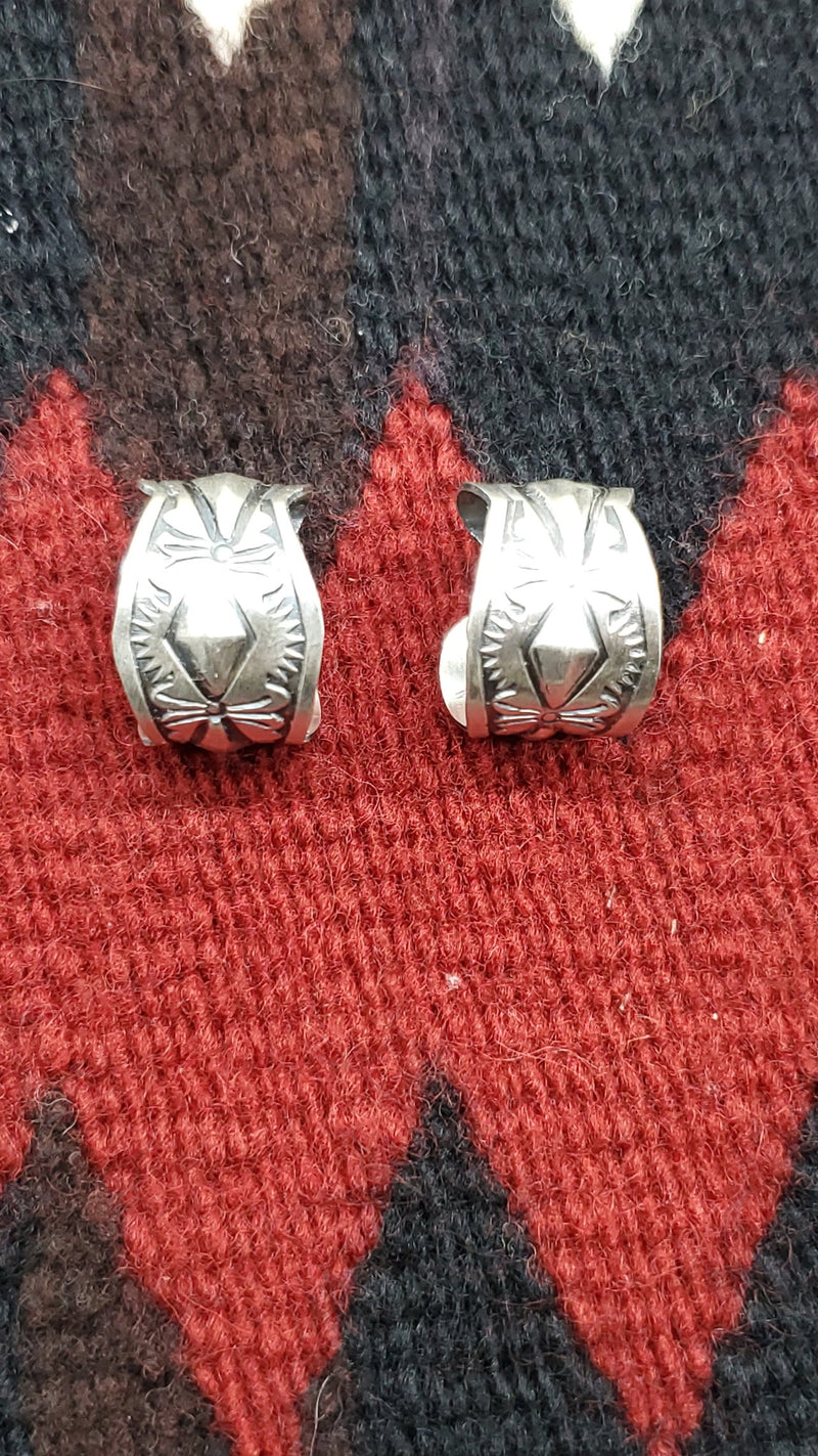 Silver Stamp wide  earrings