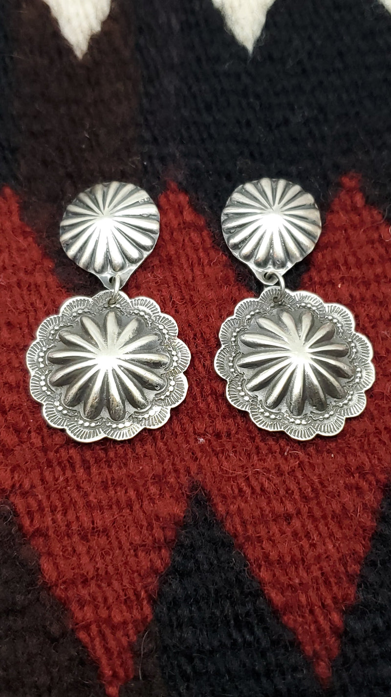 Silver double concho  earrings