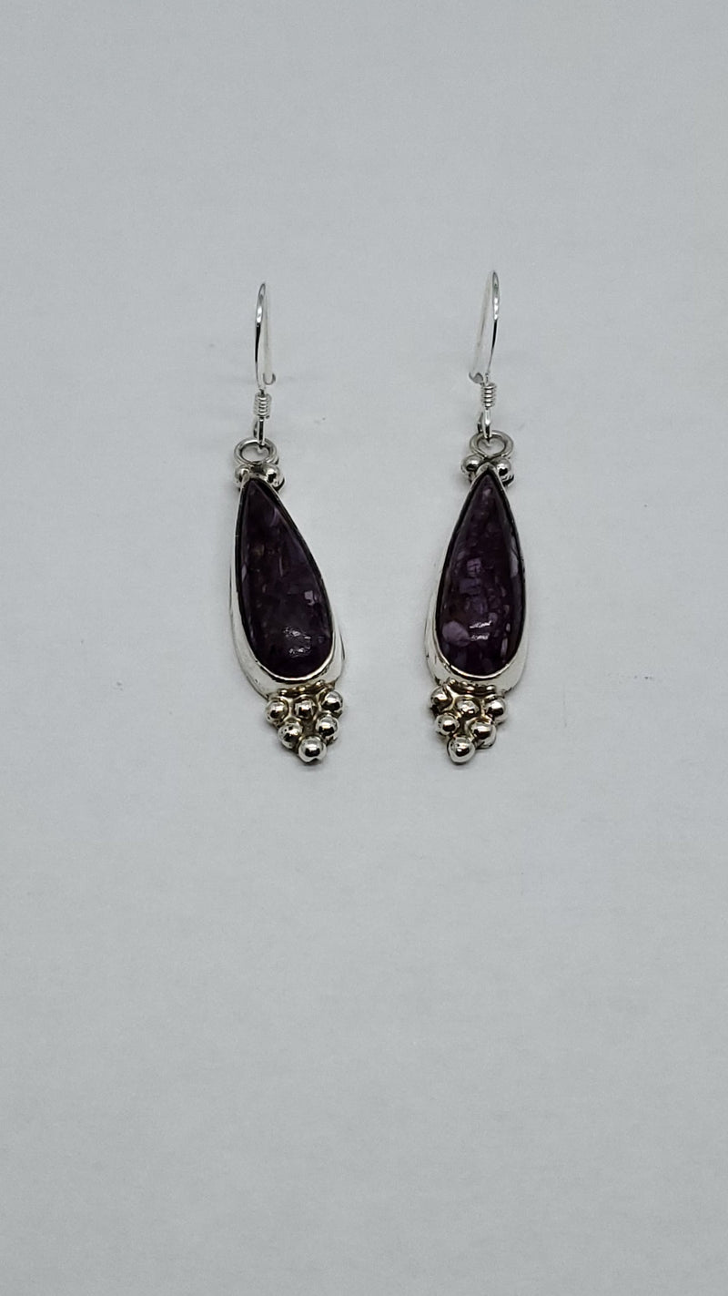 Spiny Purple Oyster tear drop earrings