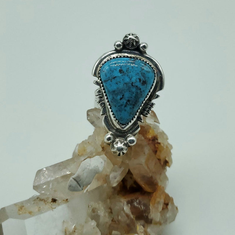 Turquoise Ring with 3 Beads at top and bottom