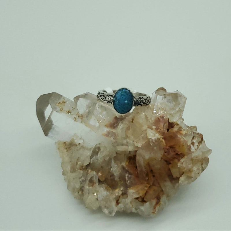 Turquoise Ring with Stamped shank