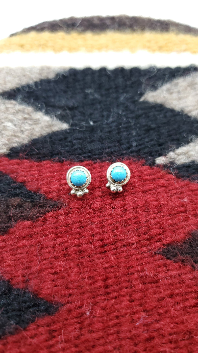 Turquoise Stud with Silver border