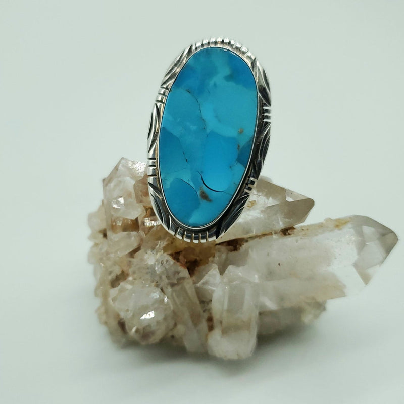 Turquoise silver Bezeled Ring