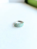 Five Stone Slanted Silver Inlay Ring