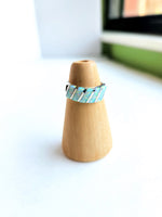 Five Stone Slanted Silver Inlay Ring