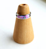 Pink Fire Opal silver Inlay Ring